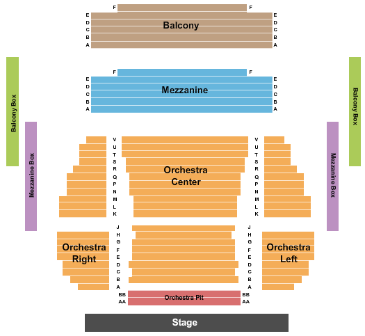 Dennis C. Moss Cultural Arts Center - Main Stage Endstage Pit - RLC Seating Chart