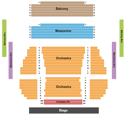 Dennis C. Moss Cultural Arts Center - Main Stage Endstage Pit Seating Chart
