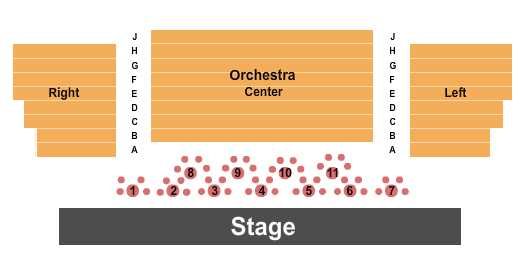 Dennis C. Moss Cultural Arts Center - Main Stage Endstage Reserved & Tables Seating Chart