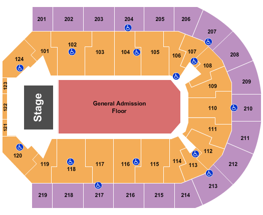 Denny Sanford Premier Center End Stage GA 2 Seating Chart