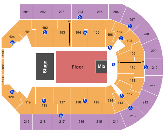 Denny Sanford Premier Center Endstage GA Floor Seating Chart