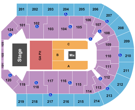 Denny Sanford Premier Center Endstage Pit 2 Seating Chart