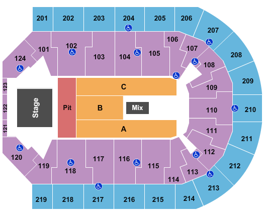 Denny Sanford Premier Center Endstage Pit Seating Chart