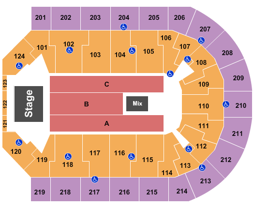 Denny Sanford Premier Center Endstage Seating Chart