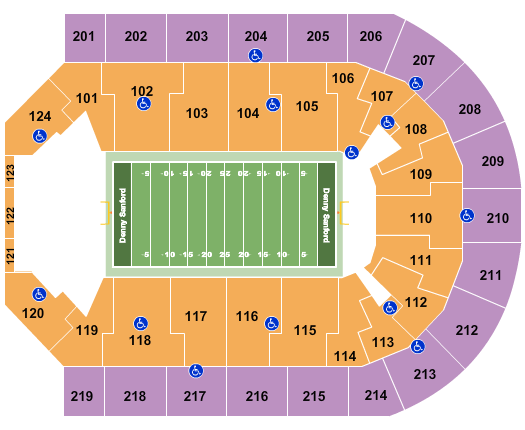 Denny Sanford Premier Center Football Seating Chart