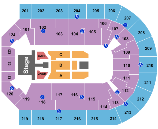 seating chart for Denny Sanford Premier Center - Kane Brown - eventticketscenter.com