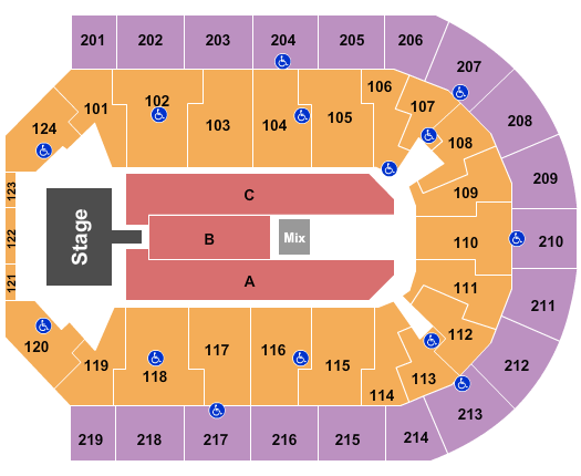 seating chart for Denny Sanford Premier Center - Pentatonix - eventticketscenter.com