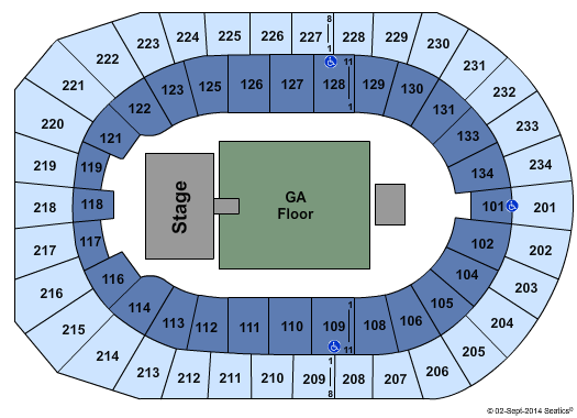 Denver Coliseum End Stage GA Floor Seating Chart