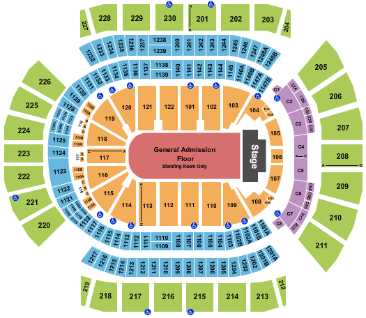 Desert Diamond Arena End Stage GA Floor Seating Chart