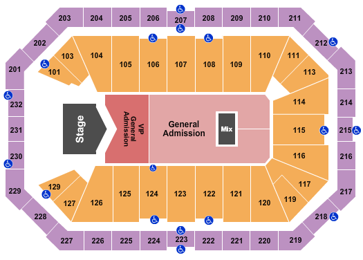 Dickies Arena Endstage GA & VIP Floor Seating Chart
