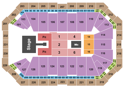 Dickies Arena Endstage Pit w/ Catwalk Seating Chart