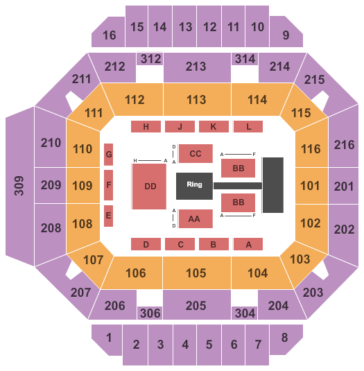 Diddle Arena WWE Seating Chart