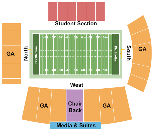 seating chart for Dix Stadium - Football Map - eventticketscenter.com