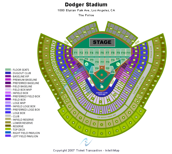 Dodger Stadium The Police Seating Chart