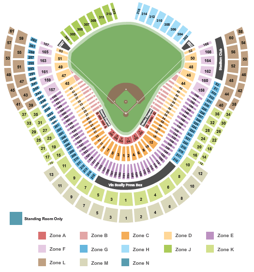 Dodger Stadium Baseball IntZone Seating Chart
