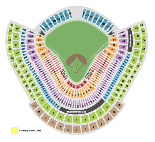 Dodger Stadium seating chart for the Los Angeles Dodgers.