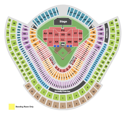 Dodger Stadium Hella Mega Tour Seating Chart
