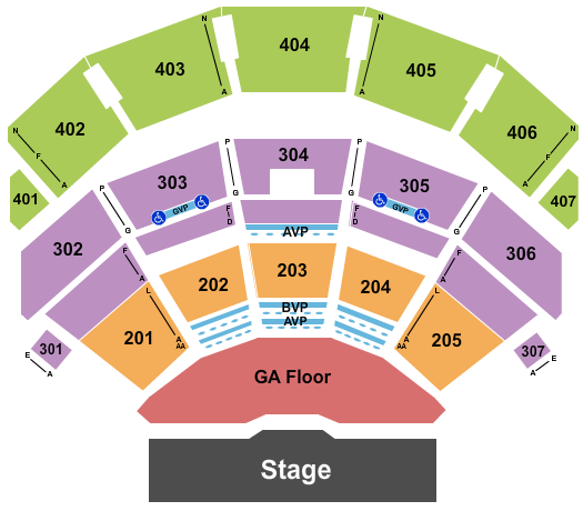 Dolby Live at Park MGM Endstage GA Floor Seating Chart