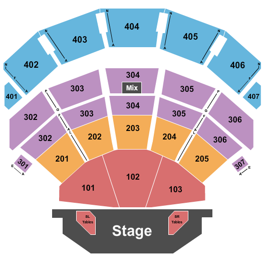 Dolby Live at Park MGM Endstage & Stage Tables Seating Chart
