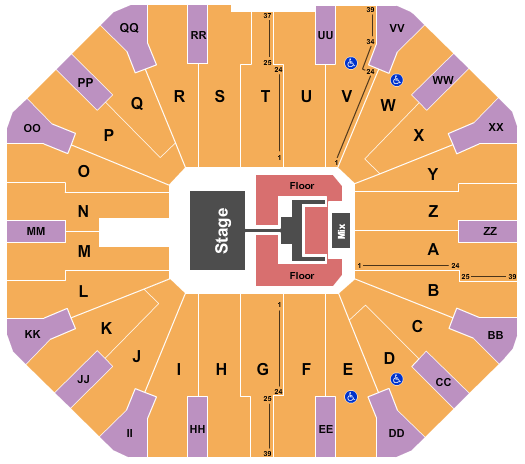 seating chart for Don Haskins Center - Tobymac 2 - eventticketscenter.com