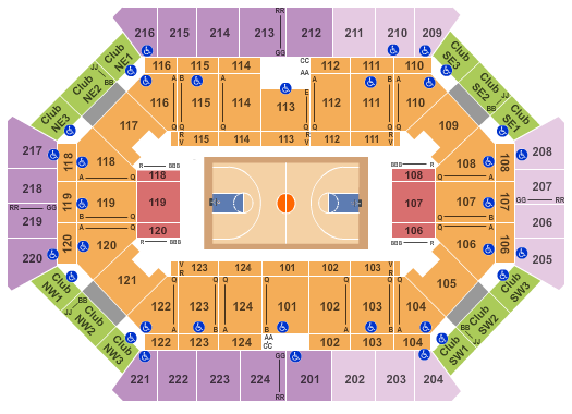 Donald L. Tucker Civic Center Basketball with Upper GA Seating Chart