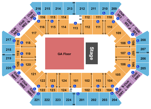 Donald L. Tucker Civic Center Endstage GA Floor Seating Chart