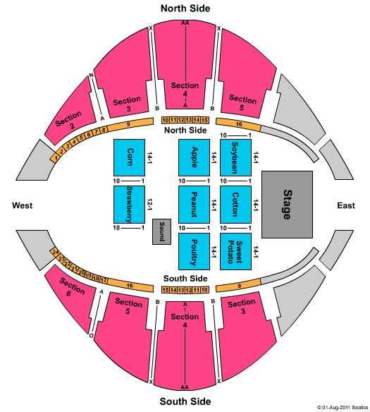 Dorton Arena at North Carolina State Fairgrounds Endstage Seating Chart