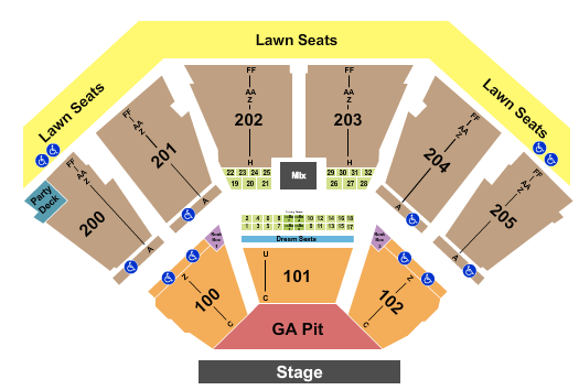 Dos Equis Pavilion Endstage GA Pit - Row C Seating Chart