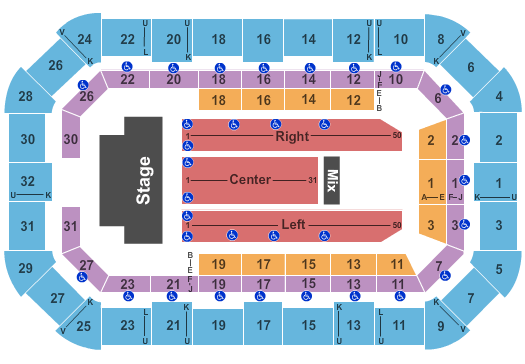 Dow Arena At Dow Event Center Standard Seating Chart