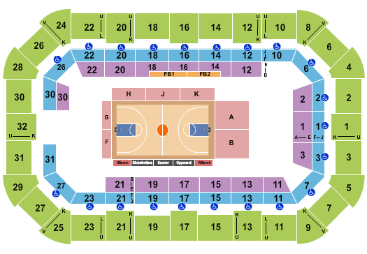 Dow Arena At Dow Event Center Harlem Globetrotters Seating Chart