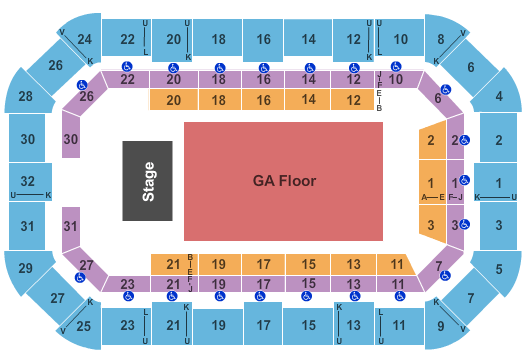 Dow Arena At Dow Event Center Endstage GA Floor Seating Chart