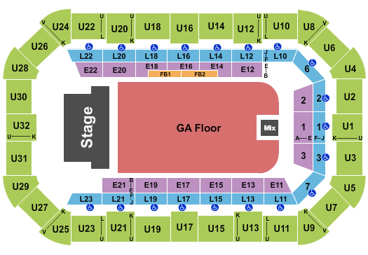 Dow Arena At Dow Event Center Endstage GA Floor 2 Seating Chart