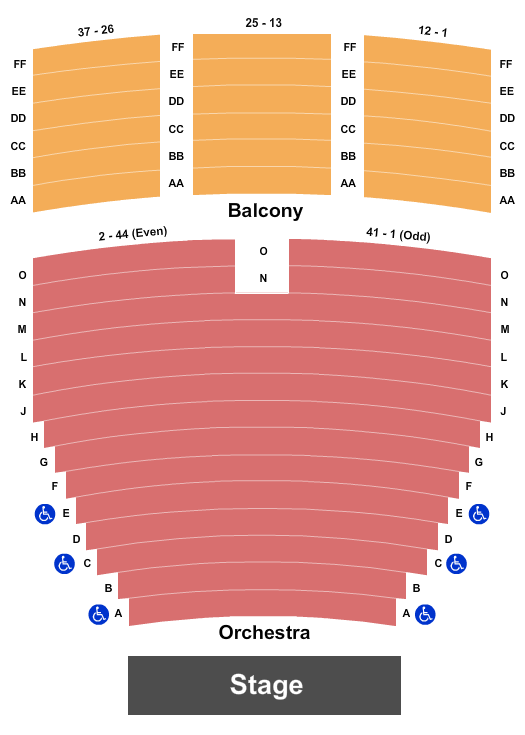 Downey Civic Theatre Endstage Seating Chart