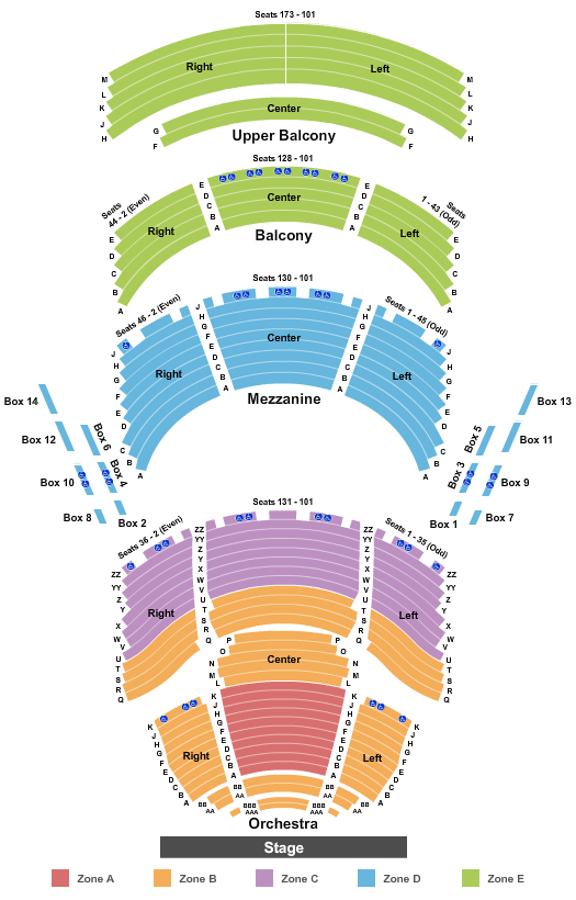 Dr. Phillips Center - Walt Disney Theater End Stage Int Zone Seating Chart