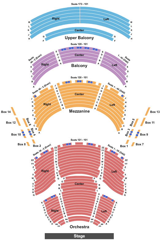 Dr. Phillips Center - Walt Disney Theater End Stage Seating Chart