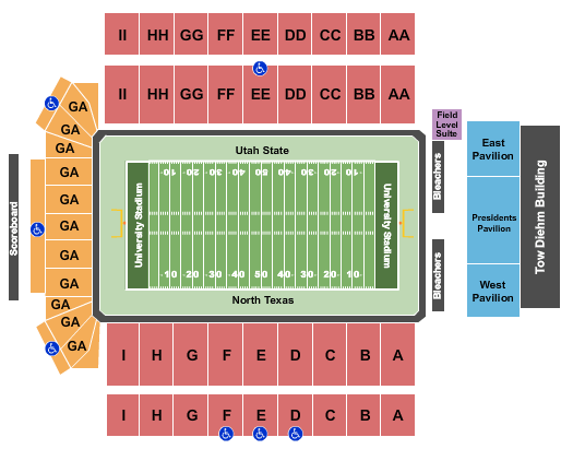 University Stadium 2018 New Mexico Bowl Seating Chart