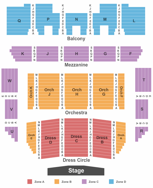 Raleigh Memorial Auditorium At Martin Marietta Center for the Performing Arts End Stage Zone Seating Chart