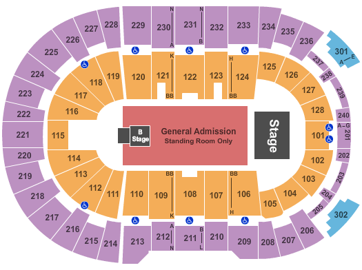 Amica Mutual Pavilion Endstage GA Flr - Reverse Seating Chart