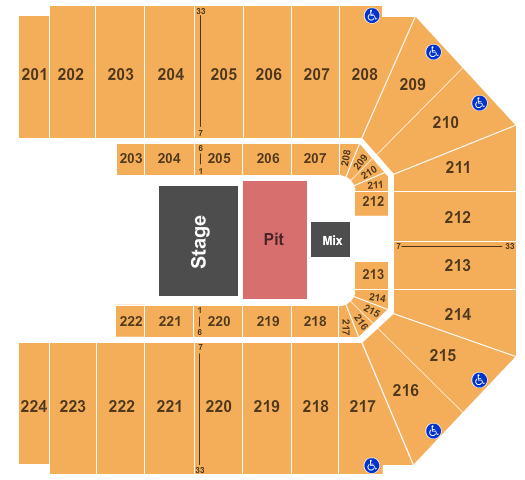 EJ Nutter Center EndStage Pit Only Seating Chart