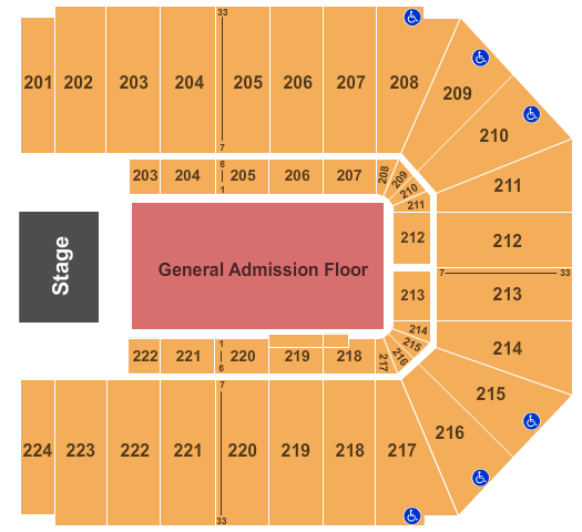 EJ Nutter Center End Stage GA Seating Chart