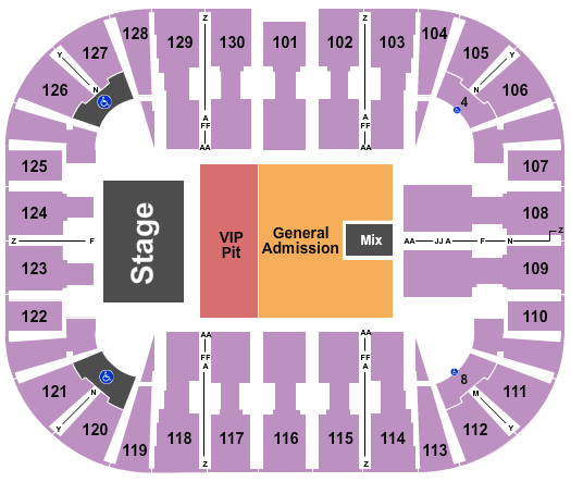 EagleBank Arena Endstage VIP/GA Seating Chart