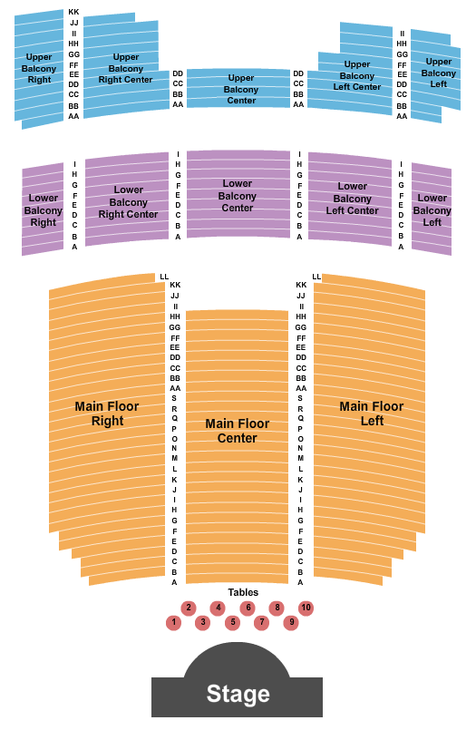 Egyptian Theatre - DeKalb Endstage Tables Seating Chart