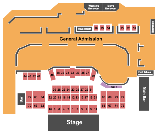 Eight Seconds Saloon Reserved Tables & GA Seating Chart