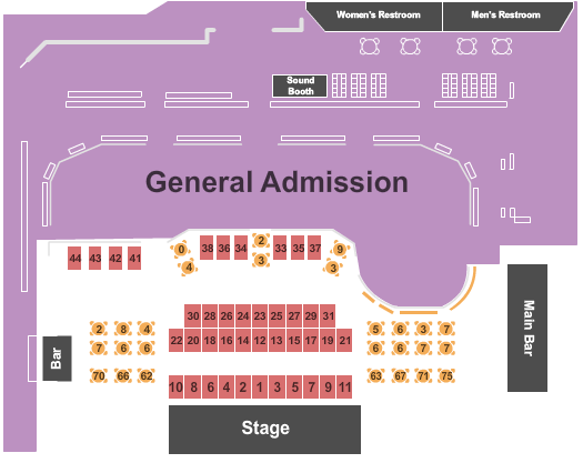 Eight Seconds Saloon Reserved and GA Flr Seating Chart