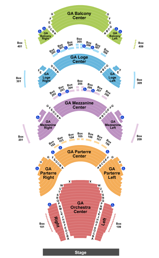 Ellie Caulkins Opera House Endstage - GA Sections Seating Chart