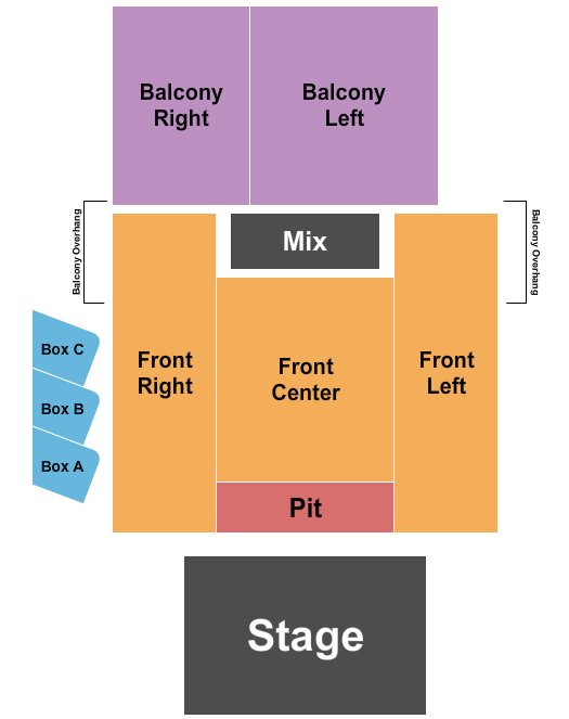 Ellis Theater Endstage Pit/Balc L-R Seating Chart