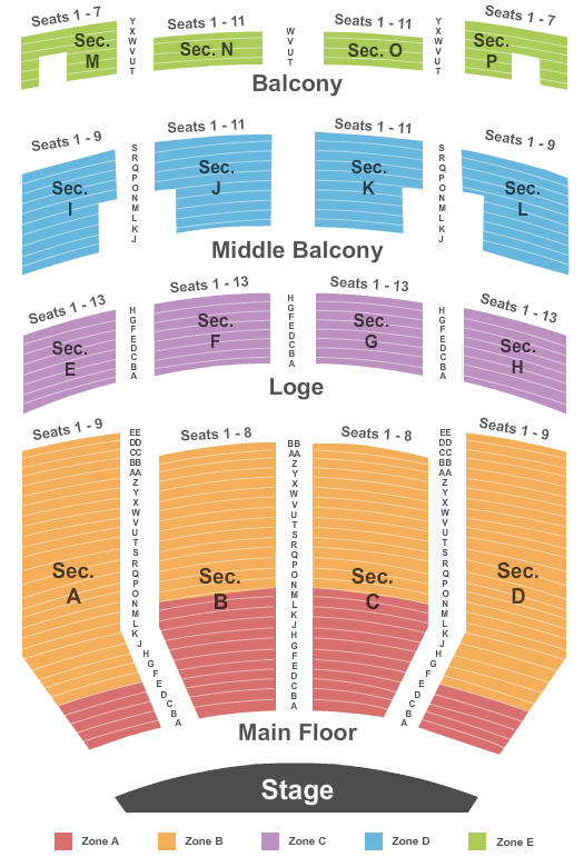Embassy Theatre End Stage Int Zone Seating Chart