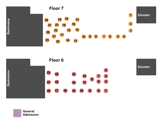 Embassy Theatre Tables/GA Seating Chart