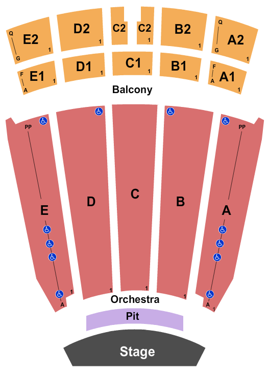 seating chart for Emens Auditorium - End Stage Pit - eventticketscenter.com