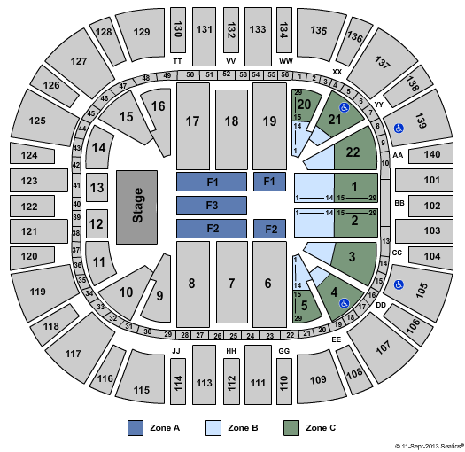 Delta Center Disney Live - Zone Seating Chart